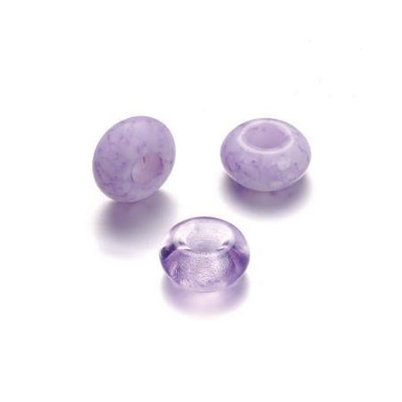 Mix perles verre avec grand trou lilas