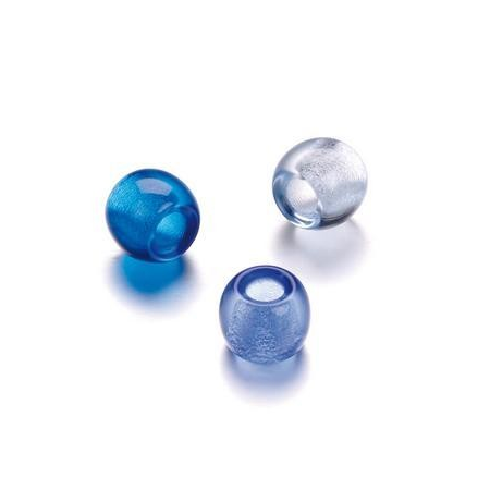 Mix perles verre avec grand trou bleu